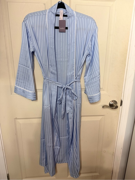 Auden Other - Auden - Light Blue Shadow Striped Satin Sleep Robe